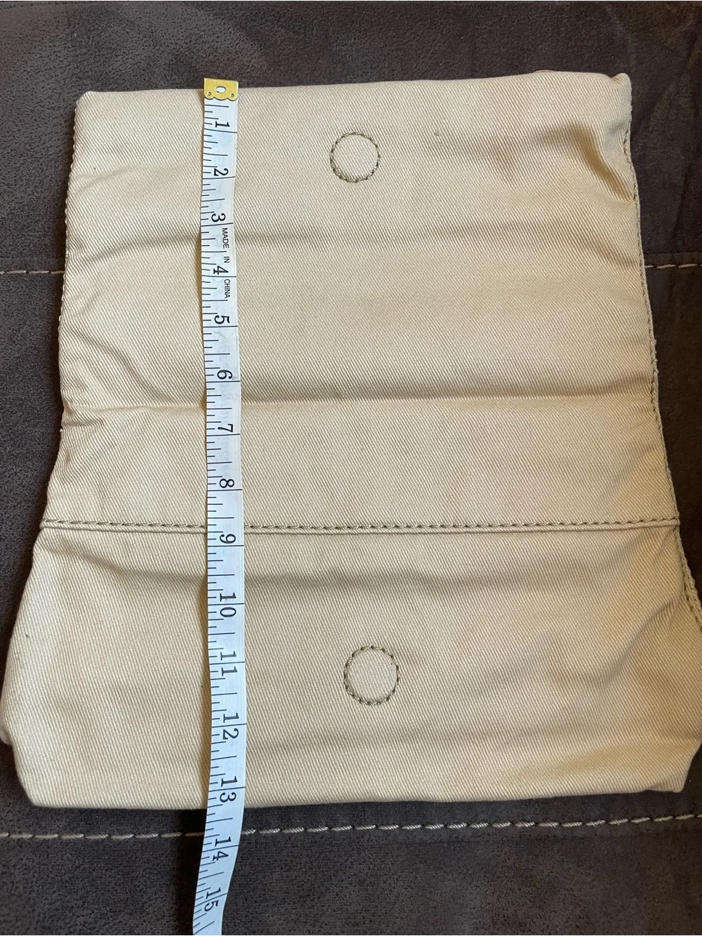 GAP Canvas Foldover Clutch Cream Goat Leather Trim Neutral Envelope Bag OS